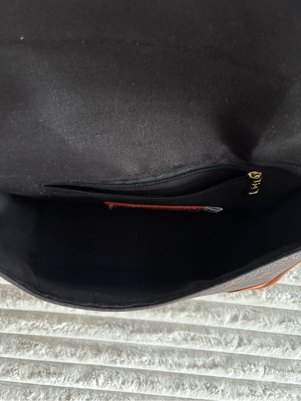 Brown Monogram Shoulder Bag with Tan Trim - Picture 3 of 7